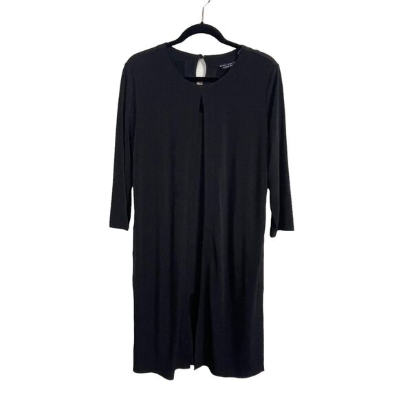 Susan Graver Liquid Knit Black Tunic Duster Size M – Attached Shirt Layer - Picture 1 of 5